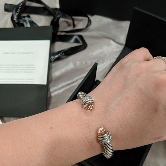 Cable Bracelet with Pink Topaz and Diamond - Picture 4 of 8